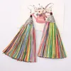 Colorido Long Borla Dangle Candelabro Estilo Étnico Brincos Bridais Passarela Fringe Fringe Fringe Drop 9 Cores 24Pairs / lote Atacado