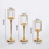 Metal Castiçal cristais grandes Candlestick banhados a ouro de casamento Centro peça central para Romantic Home decoração de mesa