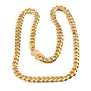 8-18mm wide Stainless Steel Cuban Miami Chains Necklaces CZ Zircon Box Lock Big Heavy Gold Chain for Men Hip Hop Rock jewelry200d