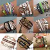 Fashion PU Leather Charm Bracelets Antique Cross Anchor Love Peach Heart Bracelet DIY Multilayer Infinity 36 Design