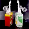 Hitman Glass Bong Dab Oil Rigs Bongs 7,5 "pouces Liquide Sci Verre Jus Boîte Boîte De Céréales En Verre Pipe À Eau Bongs avec tuyau de brûleur à mazout de 14 mm