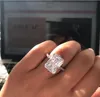 FLAWLESS CUSHIONカットSparkler Ring 925スターリングシルバー5CT5A CZストーンステートメントウェディングバンドリング女性パーティージュエリー