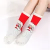 Kerst Toe Sokken Vrouwen Grappige Cartoon 3D Gedrukt Vijf Vingers Sokken Snowman Santa Warm Mid-Calf Long Kous 10 Kleur