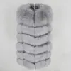 オブトビュイ女性ナチュラルリアルリアルビッグフラッファーフォックスファーベストジャケットウエストコートショートノースリーブ冬の厚い温かいコートアウターウェア