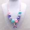 New Arrivel Mermaid Tail Pendant Kid Chunky Necklace Adjusted Rope Toddlers Girls Bubblegum Bead Chunky Necklace Jewelry For Children