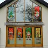 Nieuwe stijl kerst decoratie hang vlaggen creatieve doek raam muur hanger muur sfeer versierd opknoping doek T9i00125