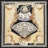 Halsdukar ny twill silkes halsduk kvinnor stora sjalar euro retro fans tryck stoles fyrkantiga bandana mode kerchief halsduk kvinnlig foulards strandhandduk 130 cm*130 cm