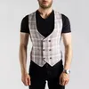 Messieurs mariage marié Tuxedos été beau pantalon à carreaux rose costumes fête de bal hommes tenue de soirée (veste + gilet + pantalon)