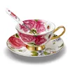 Ensemble de 3 tasses à thé et soucoupes en porcelaine d'os avec cuillère Tasse à café en porcelaine à bords dorés 200 ml247g