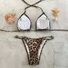 Nouveaux bikinis Sexy Leopard Bikini Set Swearwear Femmes Halter Swims Costume de baignade pour femmes Thong Biquini
