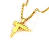 Hip Hop Schmuck Halsketten Gravierte Gun Uzi Goldene Anhänger Halskette Beliebte Anhänger Herren Schmuck Gold Kette Halskette