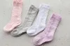 Kids summer socks 2019 new children fishnet stockings girls cotton soft knee socking puff lace socks children long sock leg C5445