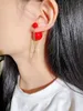 Nueva moda de moda diseñador de lujo lindo encantador pendientes de cadena de perlas de doble cara para mujeres chicas