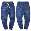 Plus Size M-8XL Mens Dark Blue Stretch Jeans Regular Denim Jean Trousers Large Size Big And Tall Long Pants238i