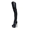 Heißer Verkauf-Sexy High Heel Oberschenkelhohe Stiefel Nachtclub Tanzshow Lange Stiefel Plattform Winter Warme Mode Kleid Abend Booties Schuhe N078