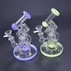 Double Recycler Bong Sitted Donut Perc Cookahs Стеклянные бонги Sidecar DAB Буровые установки Установки для воды с 14,5 мм Cush XL-320