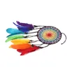 Handmade Dreamcatcher Wind Chimes 7 Rainbow Color Feather Dream Catchers For Gifts Wedding Home Decor Ornaments Hang Decoration324P