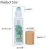 10ml Natural Semiprecious Stones Roll on Bottles Gemstone Essential Oil Roller Bottles Bamboo Lid Cover 10pcs/lot P224