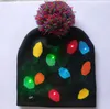 LED Vailies Kapita Dzianinowe czapki oświetlenie unisex zimowe ciepłe czapki czaszki świąteczne halloweenowe dekoracje mody pompon hats 16 colors