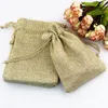 100 stks veel 7 9 cm Natuurlijke Jute Zakken Kleine Trekkoord Gift Bag Wierook Opslag Linnen Zakken Gunst Charms sieraden Verpakking Bags314r