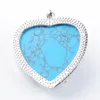 Wojiarer Love Heart Gem Stone Kettingen Hanger Natuurlijke Blauwe Turquoise Stone Charms Boheemse stijl Dames Sieraden N3186