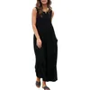 Asymmetrisk Jumpsuit Patchwork Plissed Wide Leg Sexy Open Back Jumpsuit Streetwear Women Ärmlös Casual Baggy Tank