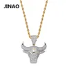 Jinao Fashion Cubic Zircon Iced Out Chain Necklace Bull Demon King Pendant Hip Hop Jewelry Statement Necklace Bling Gift For Man J190711