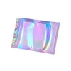 Plat bad zout cosmetische tas een kant heldere holografische laser aluminium folie plastic zakken herbruikbare voedselopslag pouch lx2857