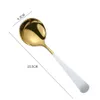 Colored Bouillon Spoon Round Shallow Soup Spoon Stainless Steel Ice Cream Party Dessert Spoons Teaspoon JK2005XB