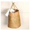 Flower basket seaweed straw weaving storage woven rattan home garden vase decor organizers handmade with handle