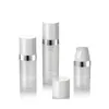 Lege 5 ml 10 ml airless flessen helder luchtloze vacuümpomp lotion fles met zilveren lijn cosmetische verpakking