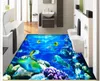 Monde sous-marin de poissons de corail stéréo 3D papier peint imperméable au sol pour mur de salle de bain