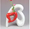 Modern Heart Shape Ceramic Vase for Home Decor Tabletop Vase black and white colors021175115