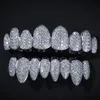 Grillz en or 14K glacé, dents en cristal, haut et bas, diamant, Hip Hop, Bling, Zircon cubique, rappeur, bijoux pour le corps, 2602