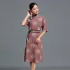 Verão impressa mulheres retro manto cheongsam mongol vestido Qipao tradicional nacional roupas meia manga clássico traje étnico oriental