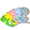 Safe Cartoon bébé Tétines BPA mignon bébé dinosaure animal bricolage anneau Teether enfant en bas âge silicone Chew Charms enfants Jouets Teething