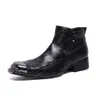 Роскошные заостренные носки натуральные кожи мужские ботинки высокие каблуки мода лоскутное лодыжка сапоги карьеры работают сапоги