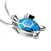 Söt 4 Color Opal Turtle Necklace For Women Platinum Filled Pendants Halsband Gift för älskare Tröja Chain7794219
