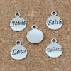 100 stks / partij Antiek zilver Hoop Geloof Love Faith Jezus Charms Hangers voor Sieraden Maken Armband Ketting Bevindingen 11.5x15.5mm A-23