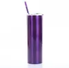 Acier inoxydable Gobelets 20oz Skinny Coupes Tumbler avec Couvercles et Straws vide droite tasse de café Tasses Bouteille d'eau 14 couleurs LXL559A