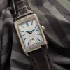 MGF Reverso Tribute Duoface 398258J JLC 854A/2 Relógio masculino automático Caixa de aço Azul Branco Mostrador Pulseira de couro preto Novo Puretime 01e5