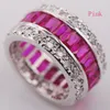 Garnet Morganite Pink Kunzite Blue Crystal cyrkon 925 Srebrny Pierścień Rozmiar 6 7 8 9 10 11 J190714194H