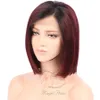 T1b/99j#Ombre Color Straight 4x4 Lace Closure Short Bob Human Hair Wig Short 8inch to 14inch Brazilian Human Hair Wig