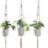 Macramé plante cintres extérieur intérieur tenture murale planteur filet panier fleur Pot titulaire Vintage nouveauté décor à la maison blanc 105 cm