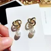 Wholesale-designer luxury cute elegant flower pearl pendant drop stud dangle chandelier earrings for woman girls