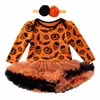 Halloween Baby Girl Clothes Party Costume Romper Ruffles Söt Fancy Tutu Ärmlös Baby Girls Outfit Cosplay