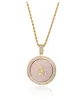 Fashion- Gold Plated Full CZ Zircon US Dollar Sign Money Bag Round Rotating Pendant Necklace Chain Hip Hop Rapper Jewelry Gifts for Boys