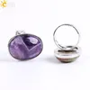 15 kleuren natuurlijke edelsteen ringen voor mannen vrouwen kristal opaal rose quartz amethist verstelbare ovale ring mode-sieraden accessoires