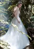 I più nuovi abiti A Line Maisonsignore gioiello collo senza maniche tulle applique in pizzo abito da sposa increspato Sweep Train robe de mari￩e