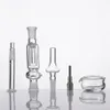 10mm Rökning NC Kits Micro Straw Mini Kit för oljebruk 10mm Titan Tips 10mm Quartz Tips Glasskål i presentförpackning